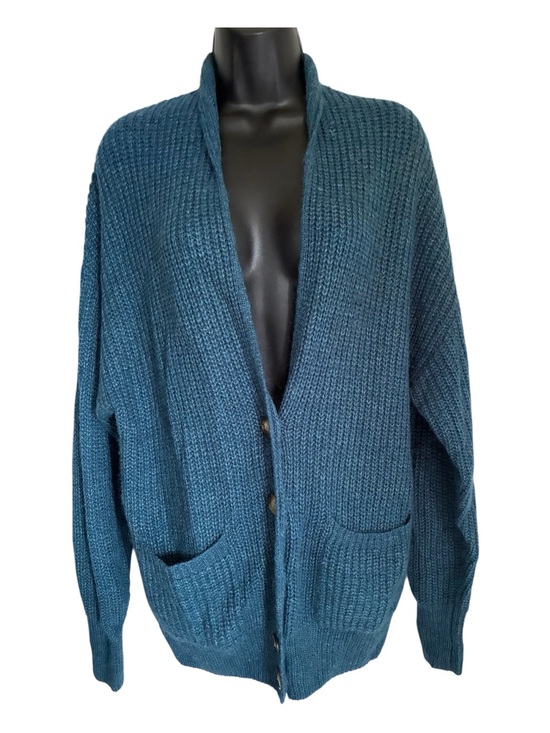 Moda International Sweaters - VTG Moda International 2000s Victoria's Secret Cozy Teal Chunky Cardigan Sz M